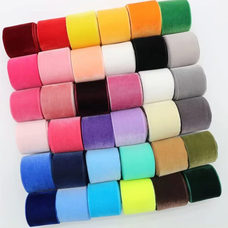 10 Yards 10MM/25MM/38MM Single Color Velvet Ribbon Hair Bows DIY Crafts Gift Wrapping Handmade Accessories Christmas Decorations