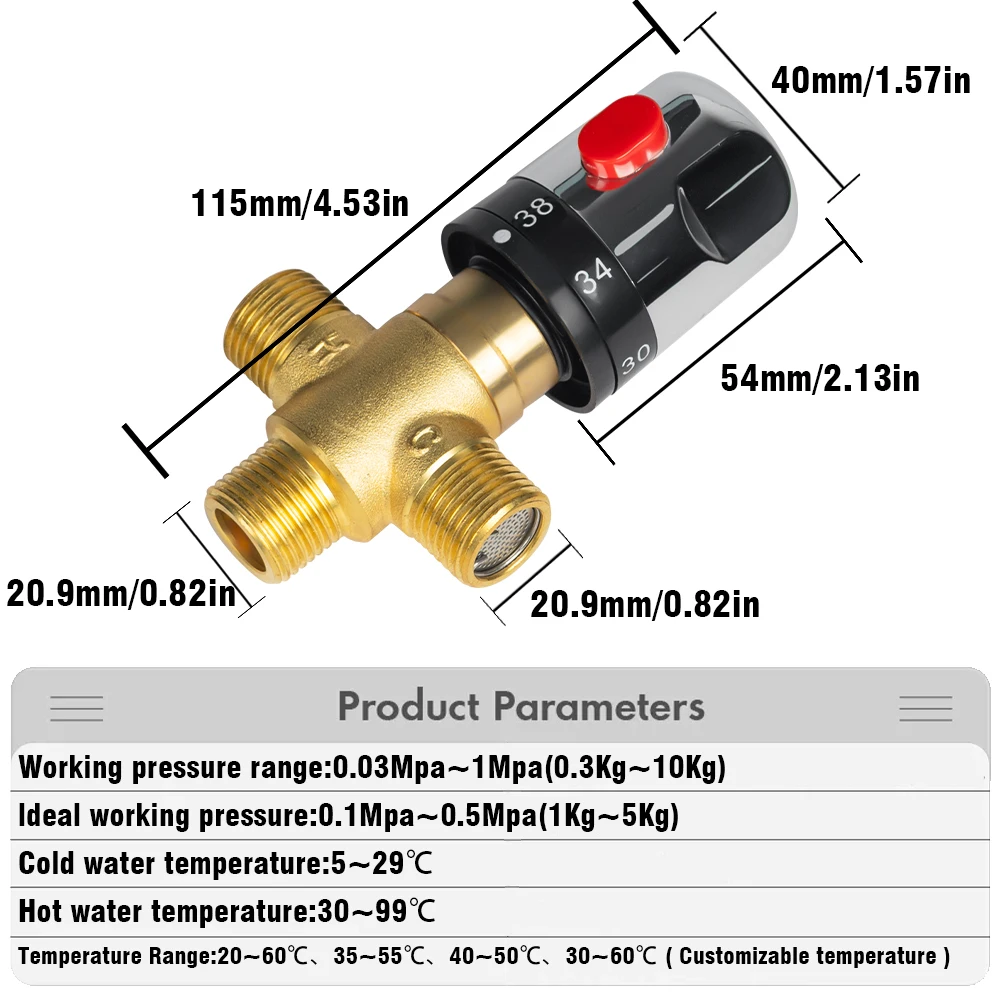 Thermostatic Mixing Valve Bathroom Faucet Temperature Mixer Control Thermostatic Valve Home Improvement