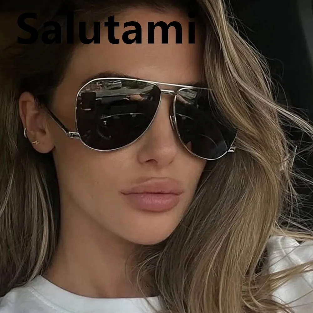 Vintage Oversize Quadratische Piloten-Sonnenbrille für Damen Neue Mode Legierung Farbverlauf Schwarz Sonnenbrille Herren Hip Hop Outdoor-Brille UV400 – Detail 1