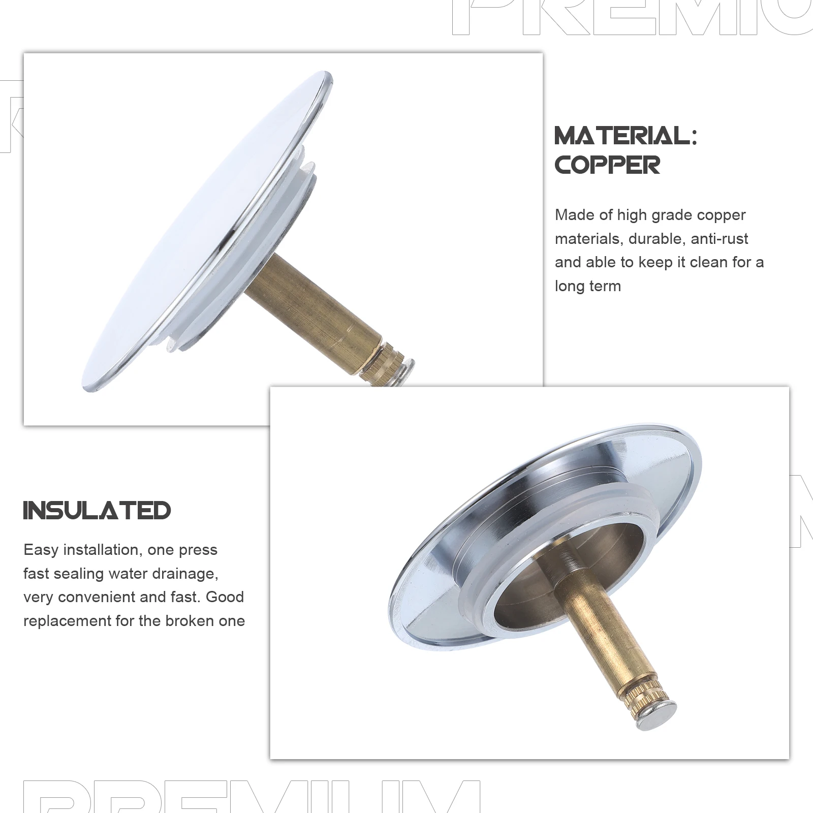 

Premium Bath Stopper Sink Copper Tub Accessories Fast Draining Multi-Hole Filter Easy Install Replacement Sturdy Bathtub