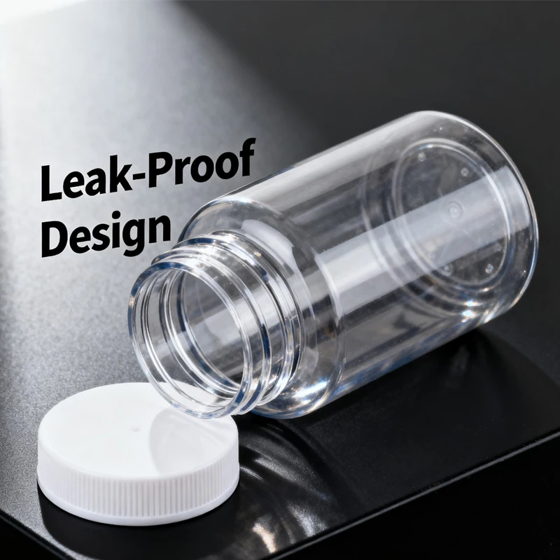100 قطعة 15/20/30/50/60/80/100 مللي زجاجات دواء بلاستيكية شفافة قابلة لإعادة الملء مصممة لتوزيع أقراص مسحوق حبوب السفر الصغيرة #4