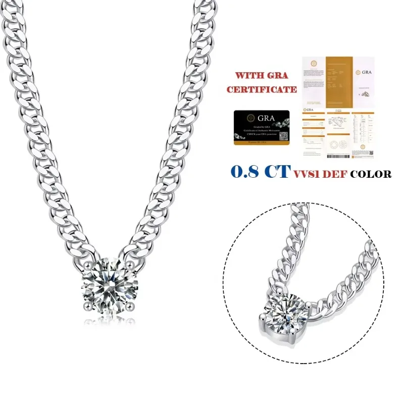 

Vvs Moissanite Diamond CZ 925 Sterling Silver Brass Cuban Link Chain Necklace Iced Out Custom Miami Cuban Link Chain for Men