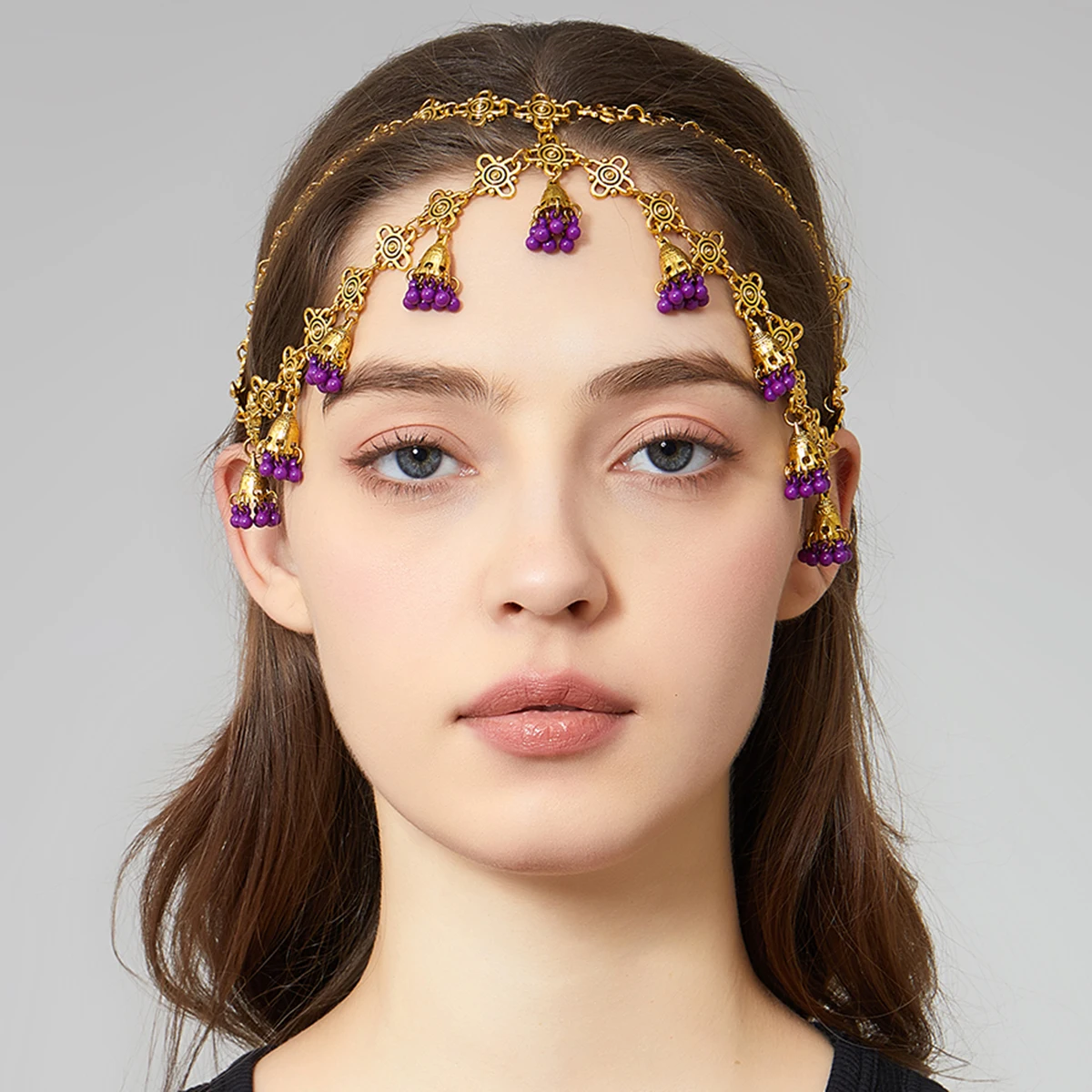 بوهو خمر عقال جرس شرابة الذهب اللون الشعر مجوهرات النساء الكلاسيكية الهندي غطاء الرأس العروس الزفاف إكسسوارات الشعر