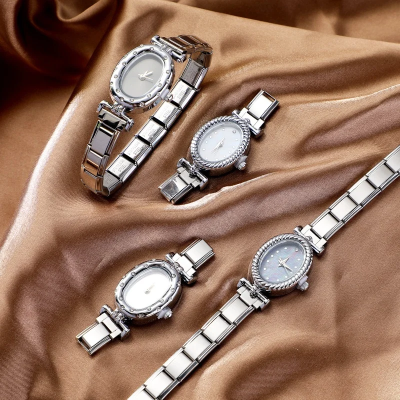 Y2K High Quality Women Men Stainless Steel Oval Shape Retro Watch Bracelet Bangle For Friend Birthday DIY Making Gift Wholesale