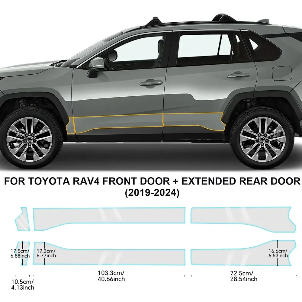 Pfcc-車のドアの三角形の保護フィルム,フロントヘッドライト,プレカット塗装,引っかき傷に強い,透明,8.5mil,トヨタrav4 2019-2024