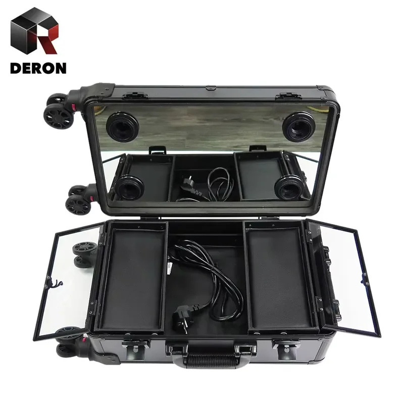 Foldable Cosmetic Trolley Case with 360 Degree Universal Wheels Large Capacity Multi Layer Storage Box Durable Fashion Light
