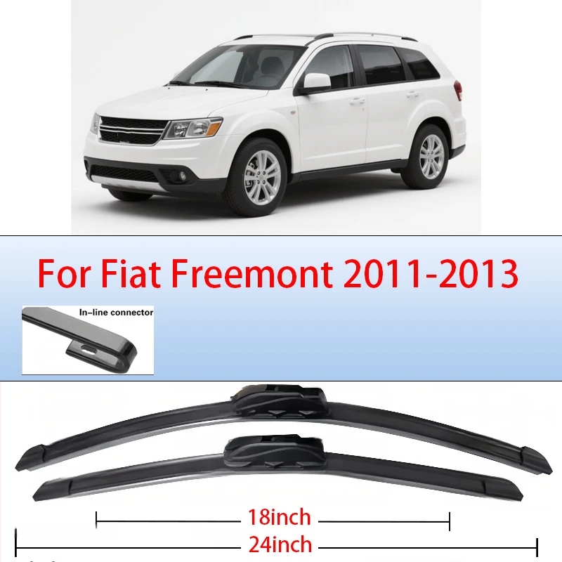 

For Fiat Freemont 2011-2013 Car Wiper U-type Soft Rubber Boneless Wiper HD Quiet Durable Automotive Wiper 24"+18"
