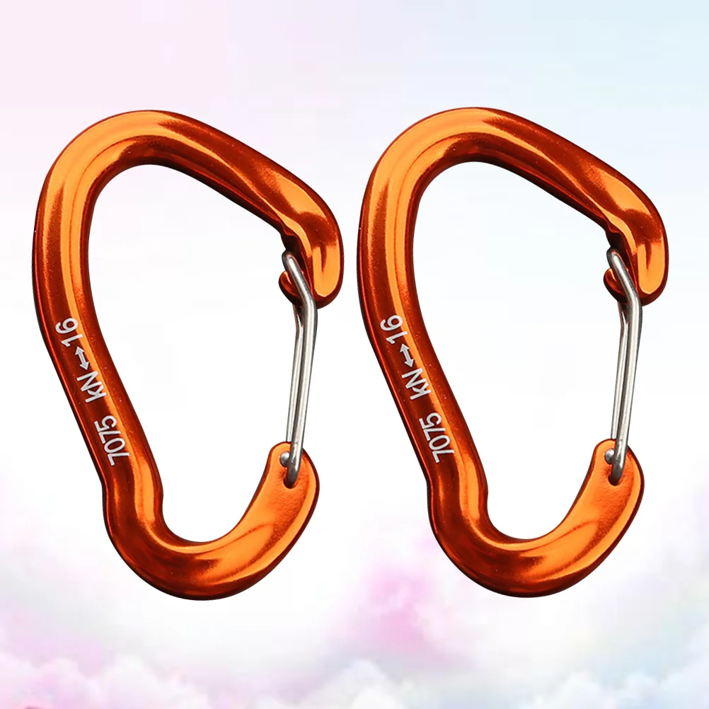 2 ชิ้น D รูป Carabiners Heavy Duty Buckle มัลติฟังก์ชั่ Carabiners ตะขอปีนเขาอุปกรณ์เสริมสําหรับ Camping Hiking (สีส้ม)