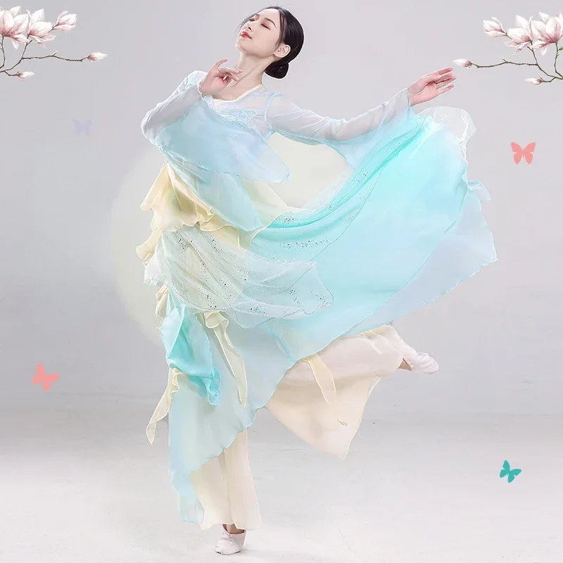 Classical Dance Costume Fairy Daily Practice Dance Dress Chinese Style Hanfu Folk Yangko Costumes Modern Dance Wear