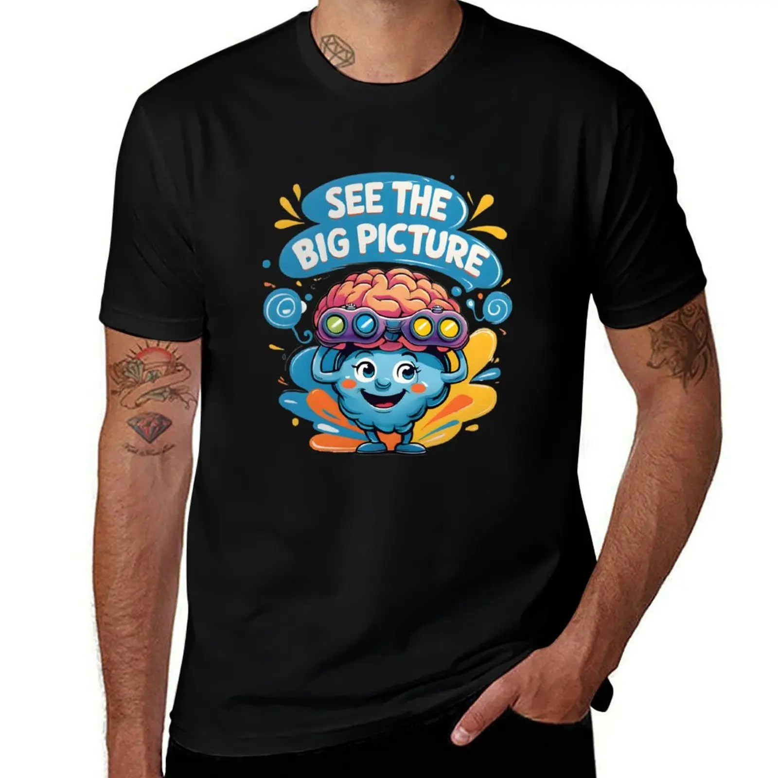

See the Big Picture – Brain with Binoculars Design T-Shirt blue lock baggy shirts street wear men graphic t shirts