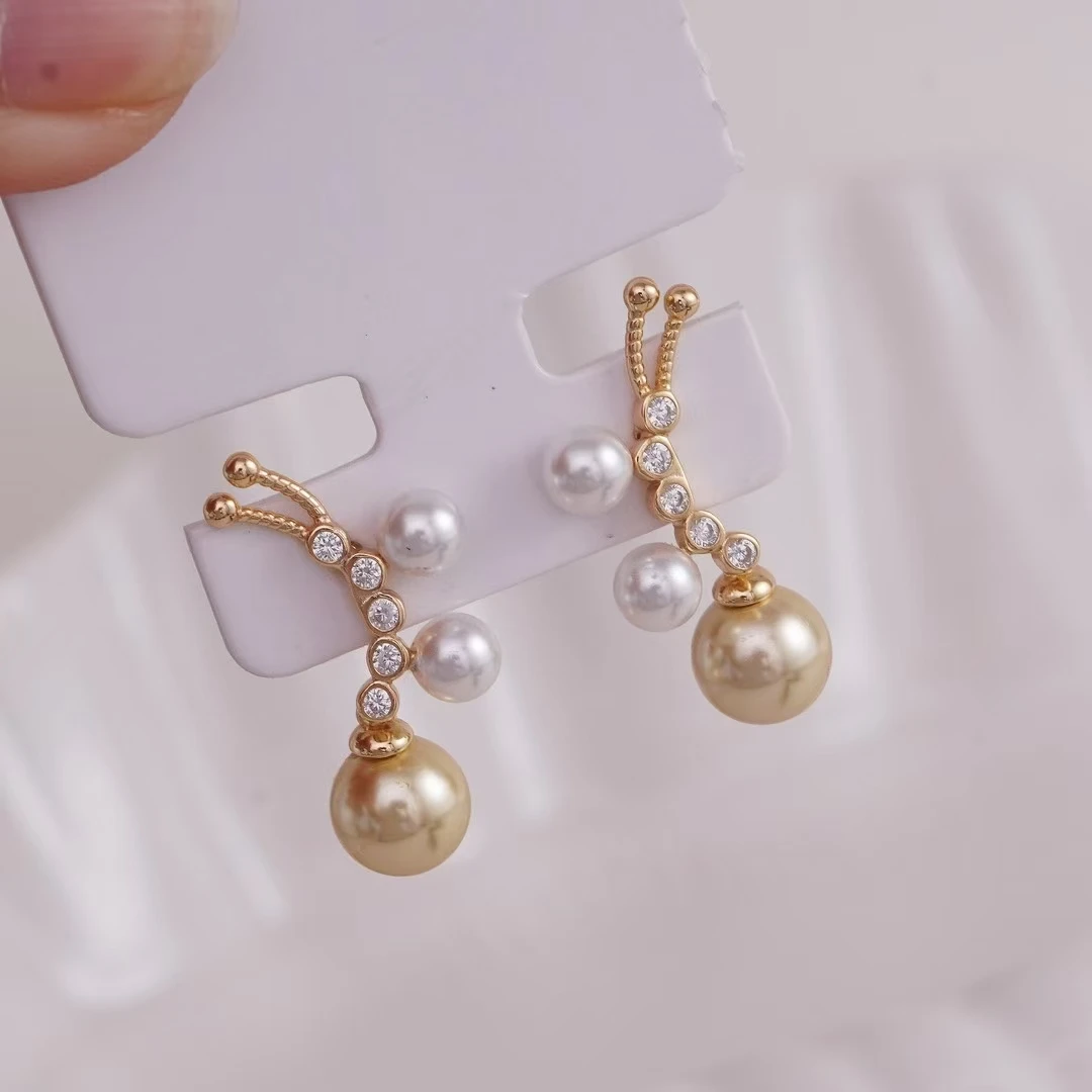 

S925 Sterling Silver Earrings Base Findings Mountings Jewelry Mounts Fittings Accessories for 4-5mm 8-9mm Pearls 3 pairs/lot