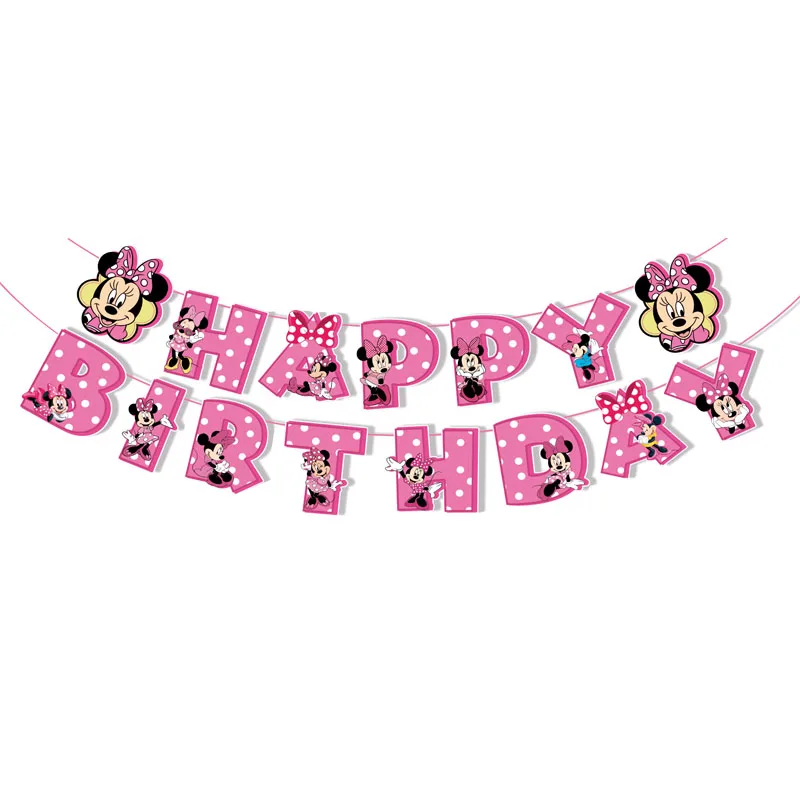 Disney Minnie Mouse Birthday party Disposable tableware decoration diy baby shower party anniversary balloon plate cup supplies