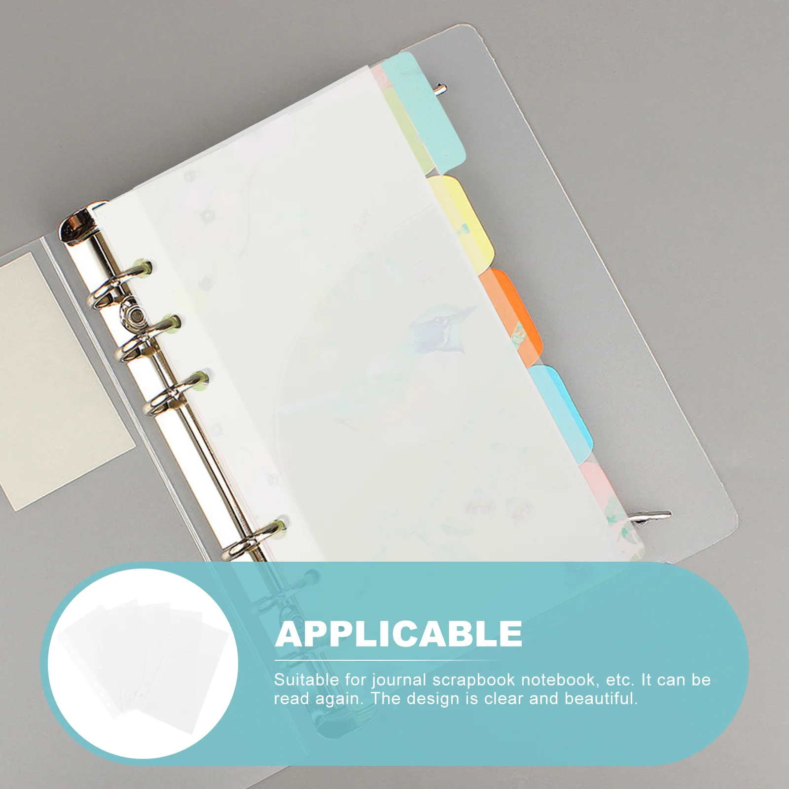 

5pcs Pp Binder Inserts For Budget Book A6 Envelopes Cash Organizer Reusable Pocket Supplies Multi-Use Daily Loose Leaf Pockets