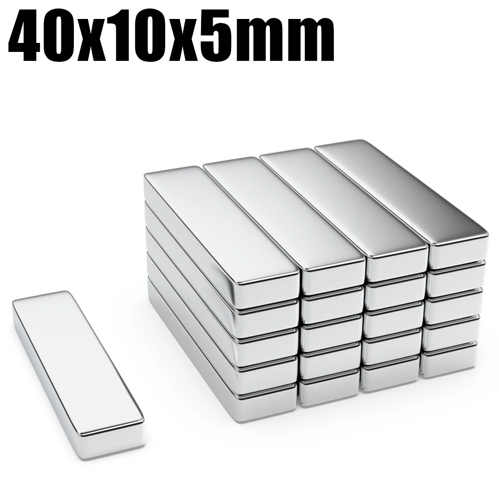 

1/2/5/10/20 Pcs 40x10x5 N35 Neodymium Magnet 40mm X 10mm X 5mm NdFeB Block Super Powerful Strong Permanent Magnetic imanes