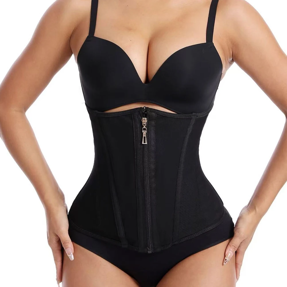 RGGMQQ 1 Stück Taillentrainer Korsett Unterbrust Sport Cincher Damen Workout Bodyshaper mit Reißverschluss und Haken – Detail 11