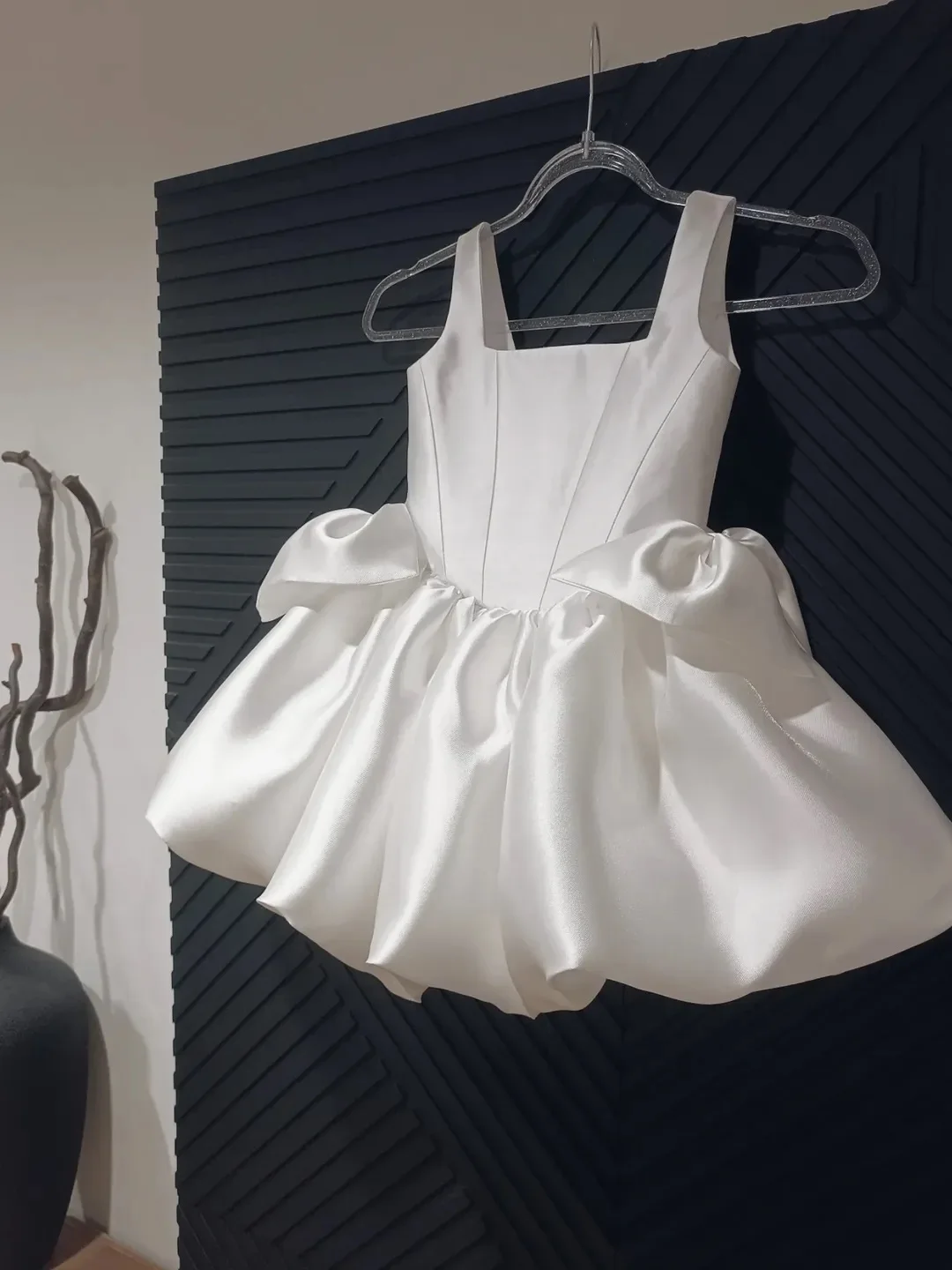 Vestido de Satén para Niña de las Flores, Vestido de Fiesta de Boda Color Marfil para Niñas Pequeñas, Vestidos de Gala con Lazos, Vestido de Comunión Cuadrado