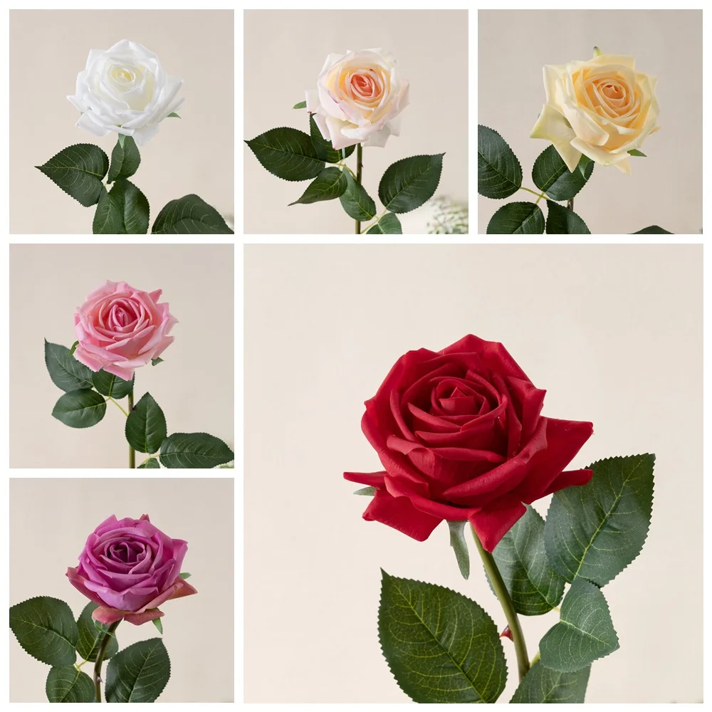 Artificial Sweetheart Roses Plant True Touch Fake Flowers Simulation Cloth Rose Branches Champagne Flower Valentine's Day Gift