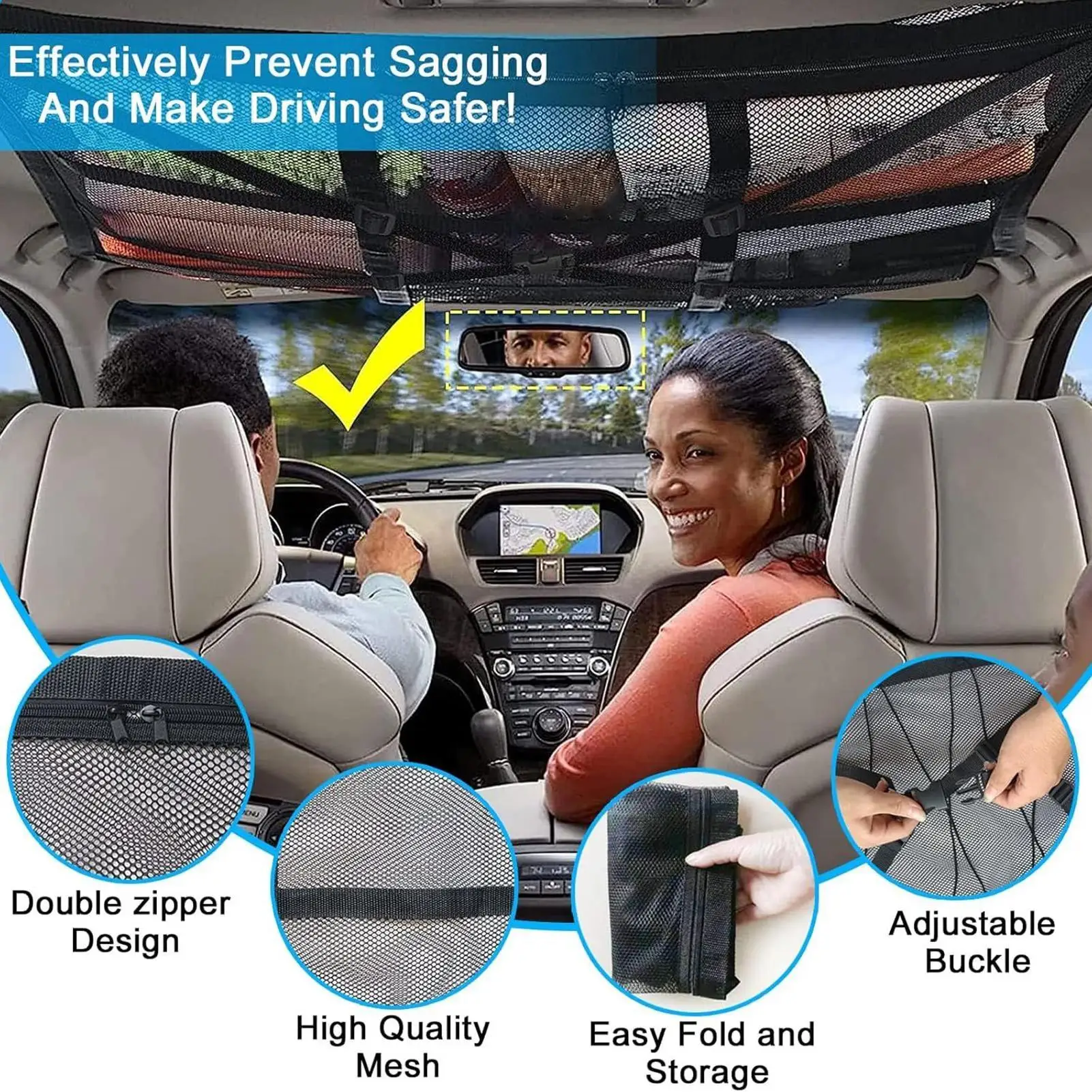 

Car Ceiling Storage Organizer Car Overhead Storage Mesh Organizer Load-Bearing Overhead Roof Organization For Automotive Truck