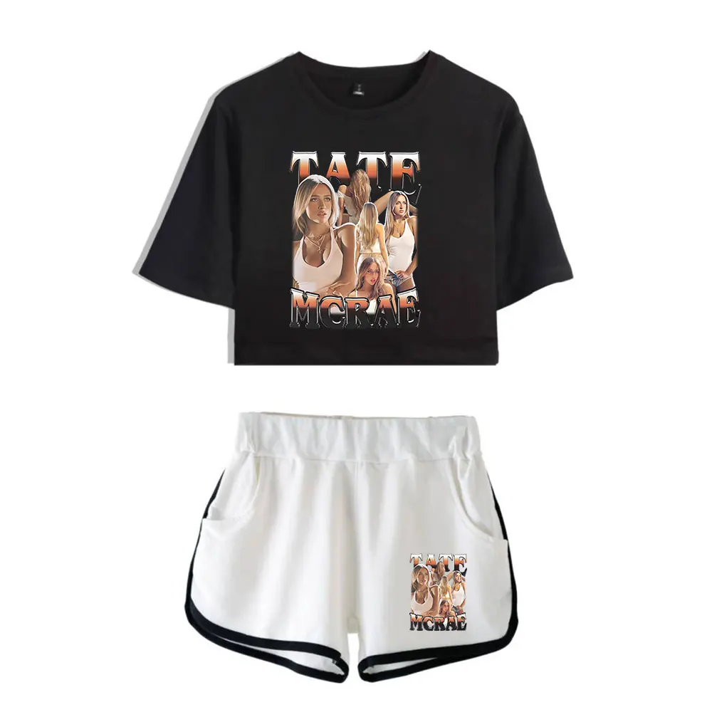 

Tate McRae Suit Vintage 90s logo Merch Tops Harajuku Two Piece Set Shorts+Lovely TShirt Trendy Suit