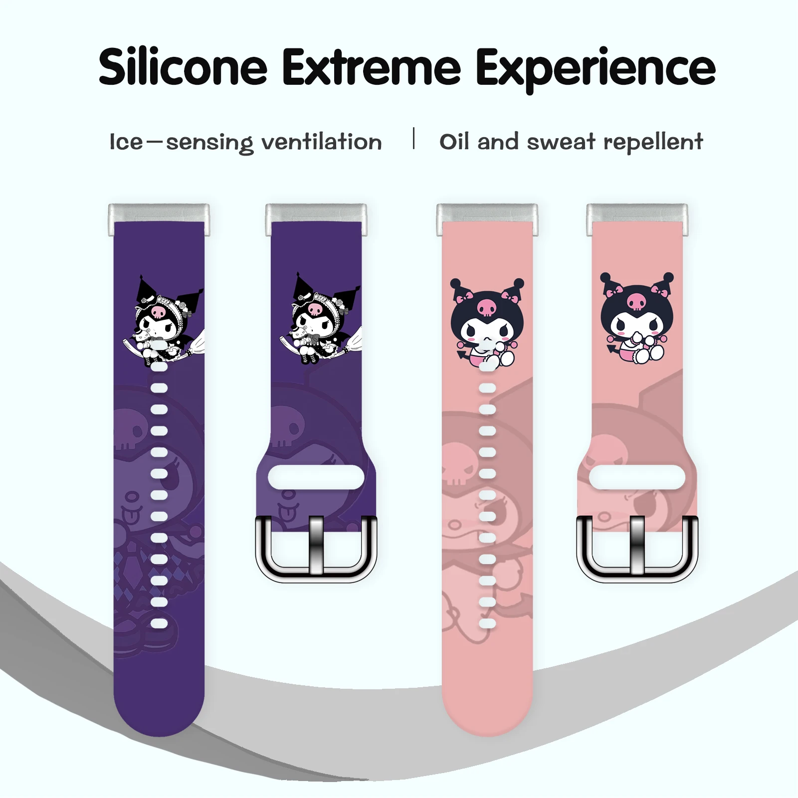 

SANRIO Series Kuromi Print Watch Band for Fitbit Sense 2/1 Watchband Replaceable Bracelet for Versa 3/4 for Women as a Gift