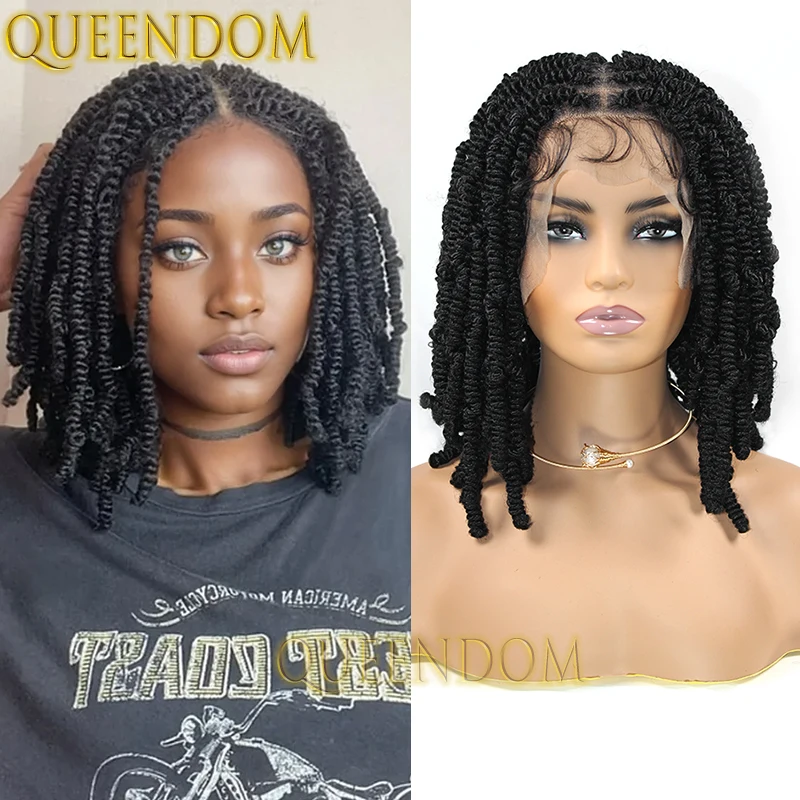 12 Inch Synthetic Braid Wig Full Lace Crochet Box Braided Dreadlock Wig for African Women Natural Spring Bouncy Twist Braids Wig