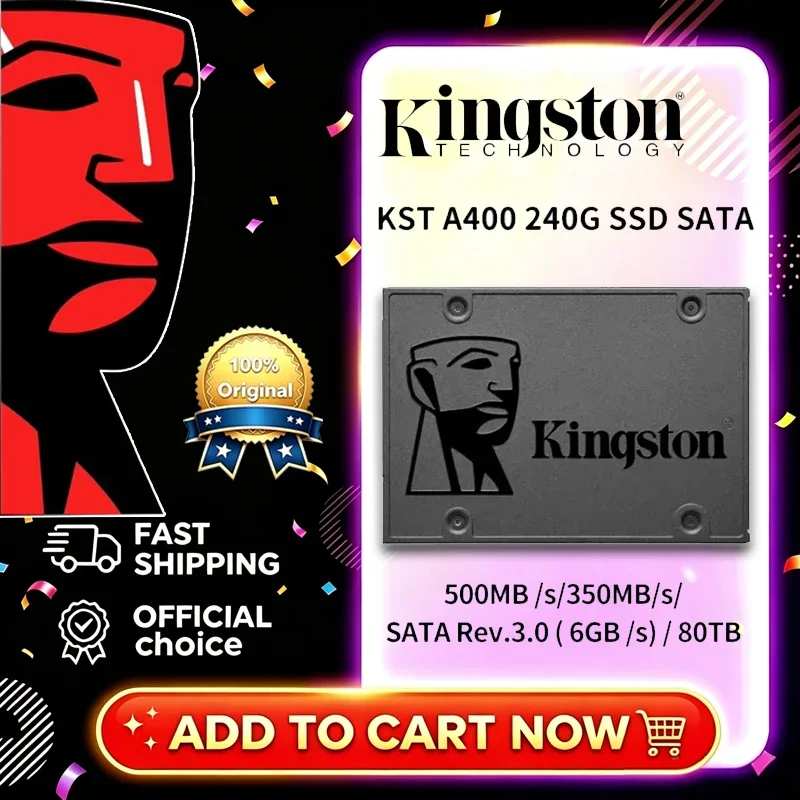 Kingston A400 SSD SATA3 de 2,5 pulgadas, disco interno de estado sólido de 120GB, 240GB, 480GB para ordenador portátil y de escritorio