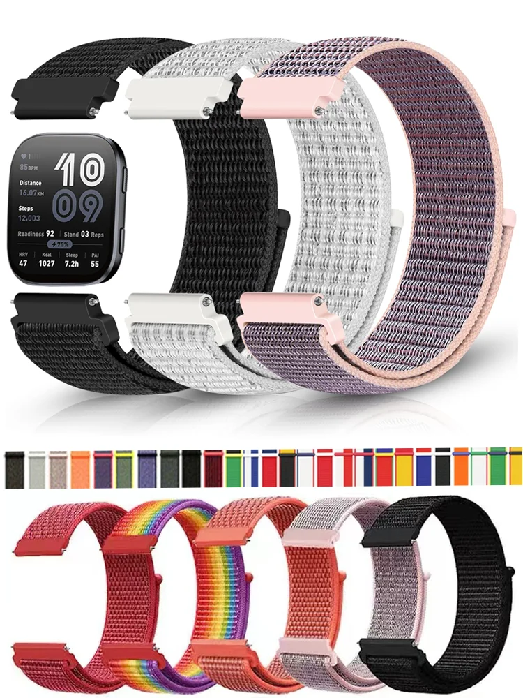 20 مللي متر/22 مللي متر الفرقة ل Amazfit GTS 4-3-2-2e-حزام صغير GTR 42/47 مللي متر GTR 4/2e النايلون حلقة سوار كوريا Amazfit bip 6 5 حزام ساعة اليد #3