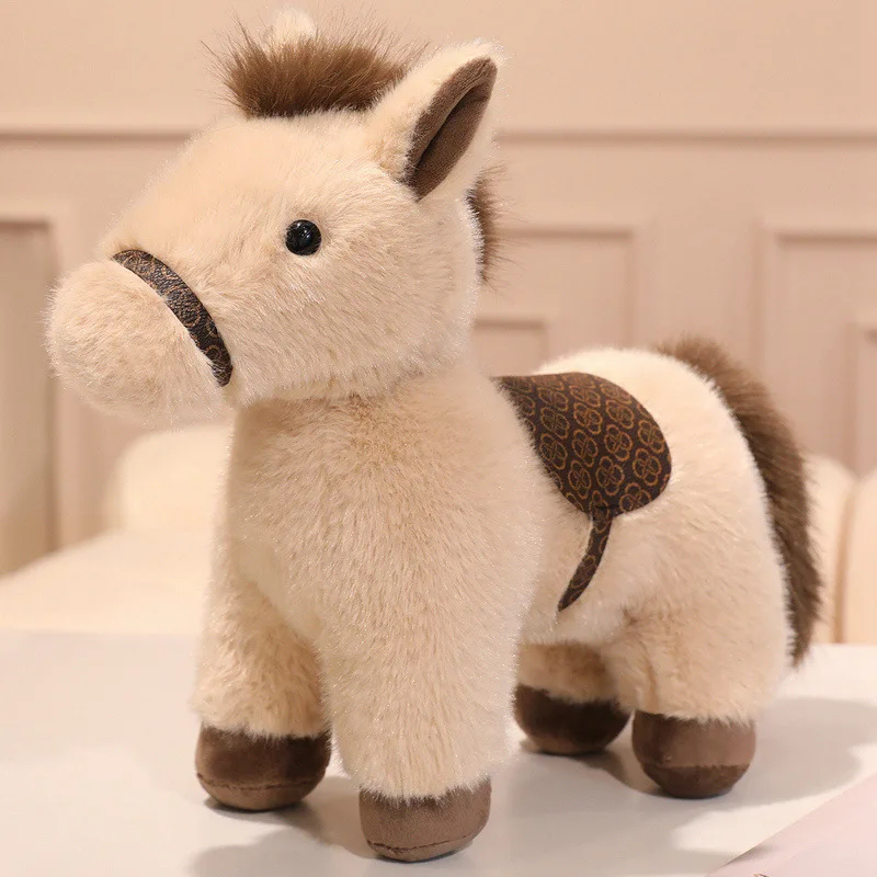 Superweiches 20 cm großes Plüsch-Pony-Pferd, Cartoon-Stofftier-Maskottchen-Spielzeug, süßes Geschenk für Kinder, Mädchen, Jungen, für 2026 Neujahr