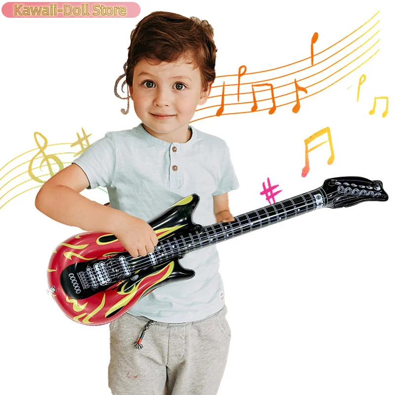 PVC Inflatable Flame Guitar Rock Star Guitar Toy Women Men Carnival Party Adult Kids Party Decorations Music Festival Props