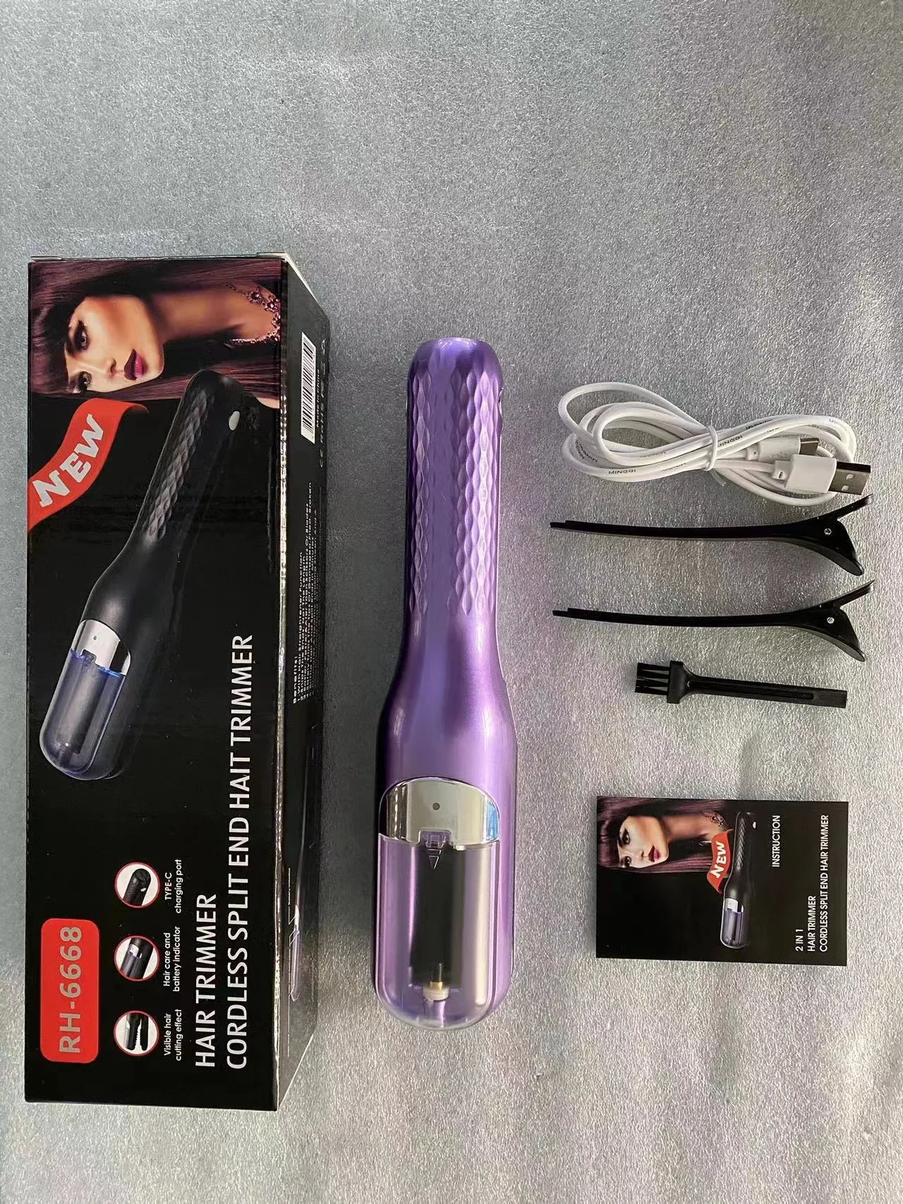 2-in-1 Rechargeable Hair Trimmer Professional Multifunctional Split End Cutter for Home & Salon Hair Cutting Tool