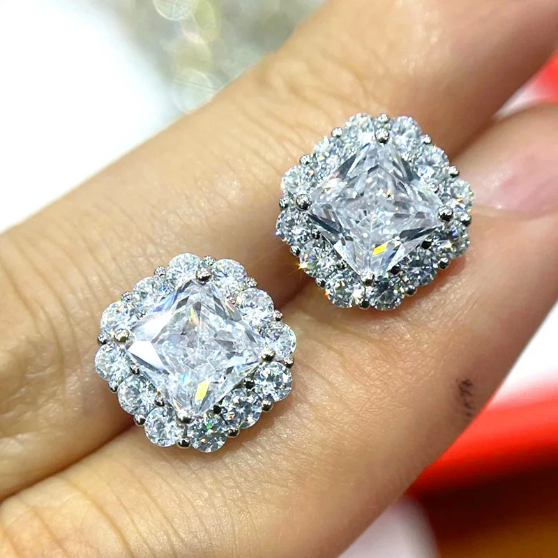 Huitan helle Zirkonia Ohr stecker Dame Luxus Ohr stecker wunderschönen Schmuck für Verlobung zeremonie trend ige ästhetische Accessoires