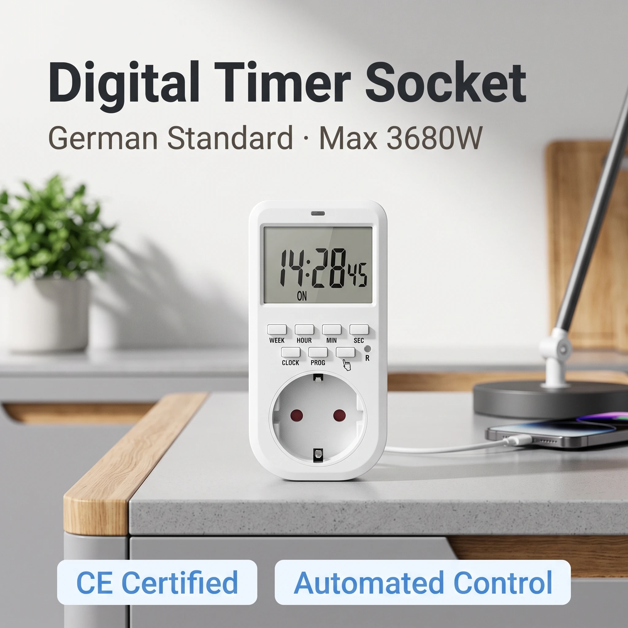 German standard timing socket, electronic timer timing socket