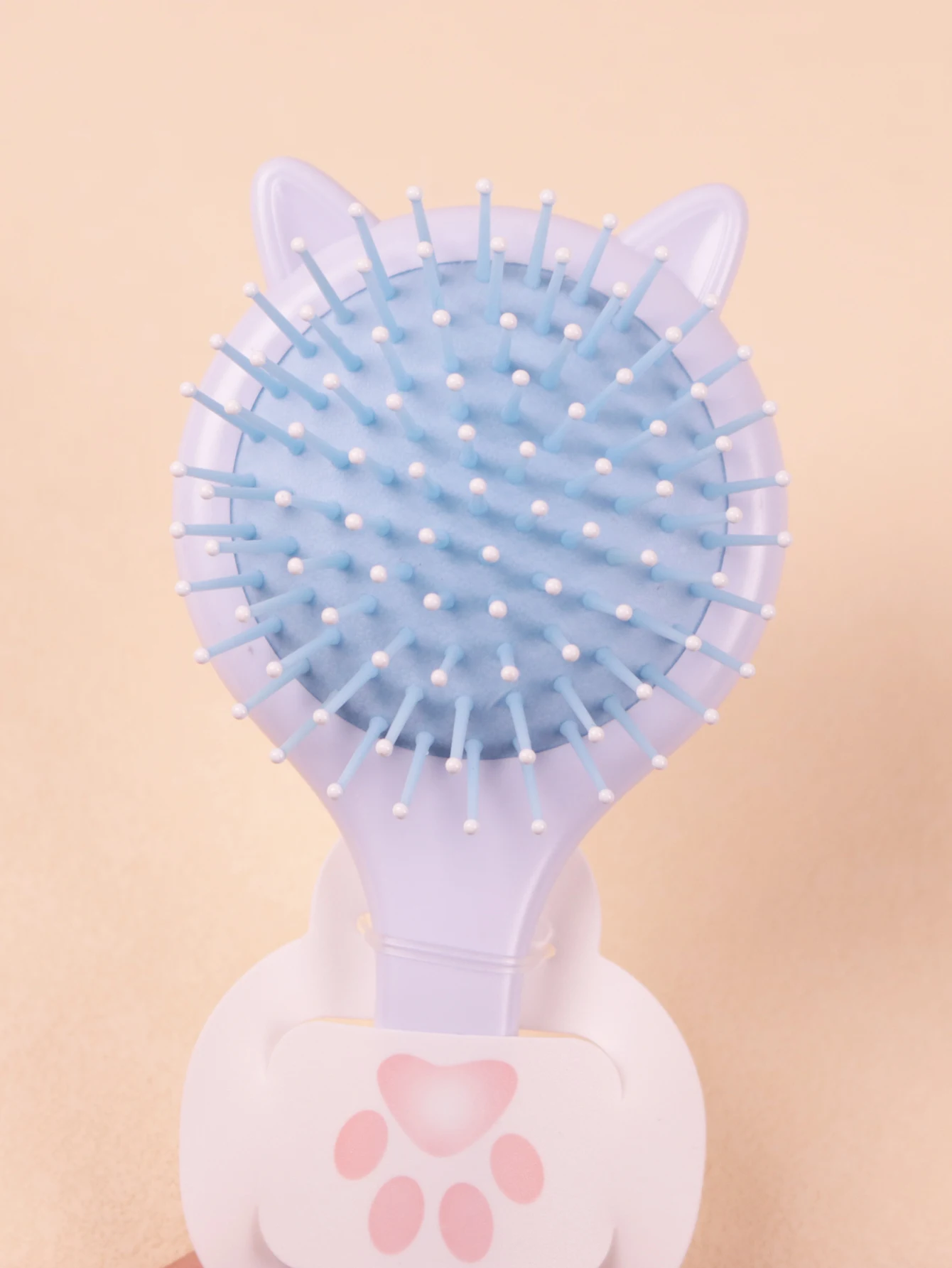 Portable Kawaii Cat Shaped Anti-Static Airbag with Mirror Comb, Salon Hair Styling Airbag Mirror Comb