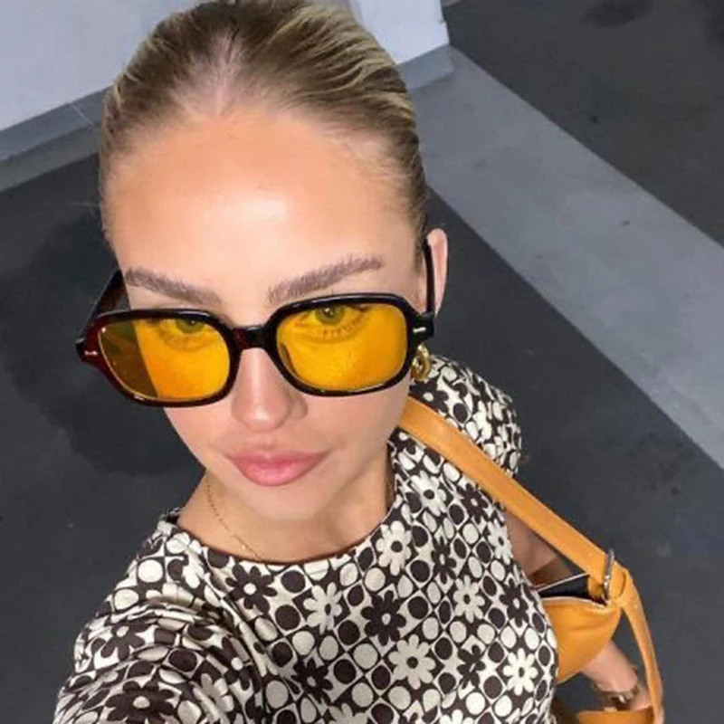 DYTYMJ High Quality Square Sunglasses Women 2022 Luxury Brand Big Frame Sun Glasses Men Vintage Yellow Hip Hop Shades for Women