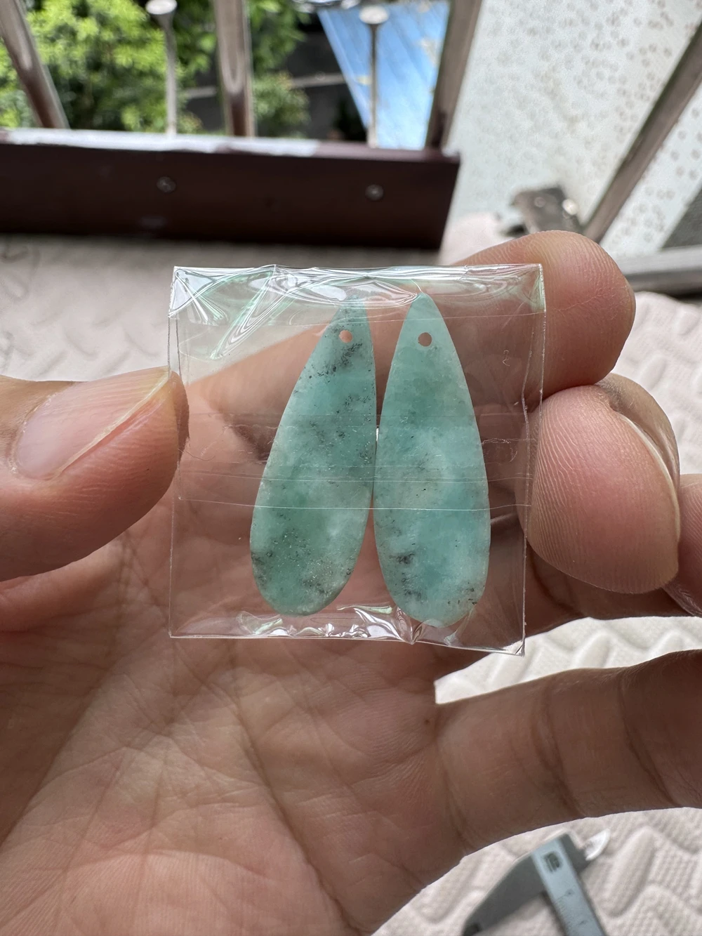 Wholesale 2pcs/pack Genuine Larimar Hemimorphite Gemstone Pear Drop Beads Pendant 10x30mm,Gemstone Jewelry Earring Necklace DIY