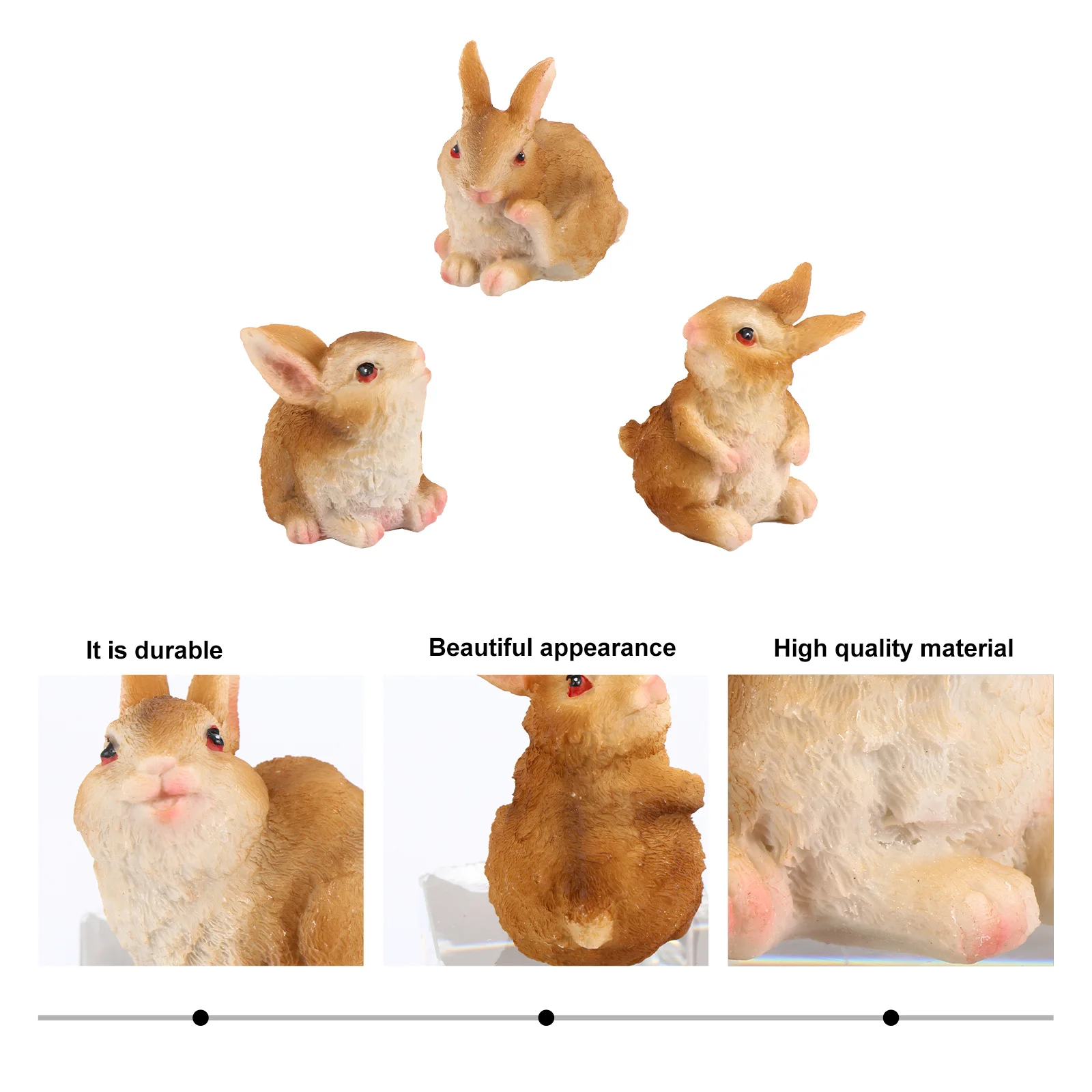 

3Pcs Mini Rabbit Ornaments Resin Cute Desktop Decor for Fairy Garden Home Office Desk Landscape Bonsai Moss Decoration