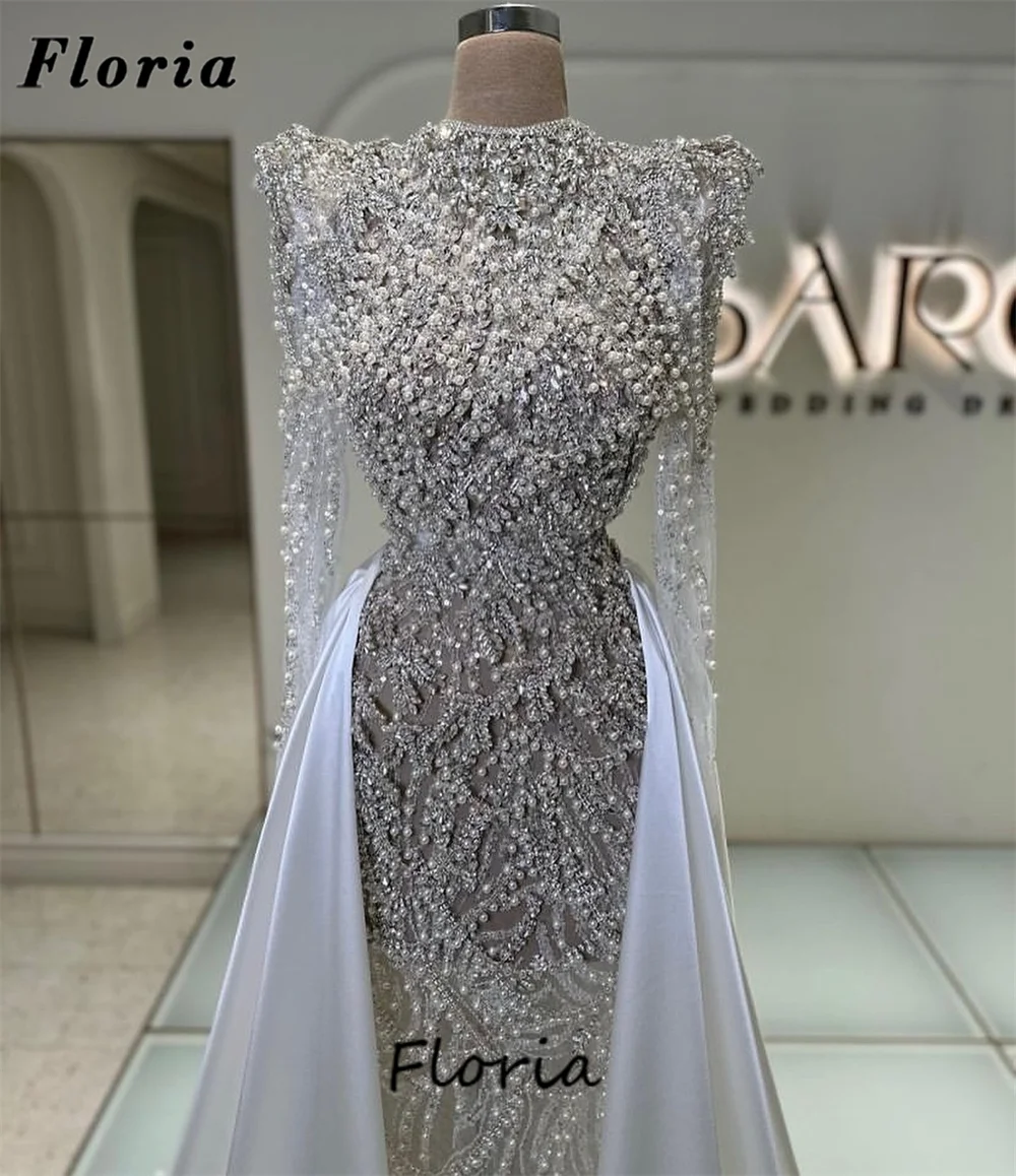 

3 дизайна Вечерние платья с белым жемчугом Aso Ebi Dubai Русалка Женское платье для выпускного вечера Свадебные платья Vestidos De Cóctel по индивидуальному заказу
