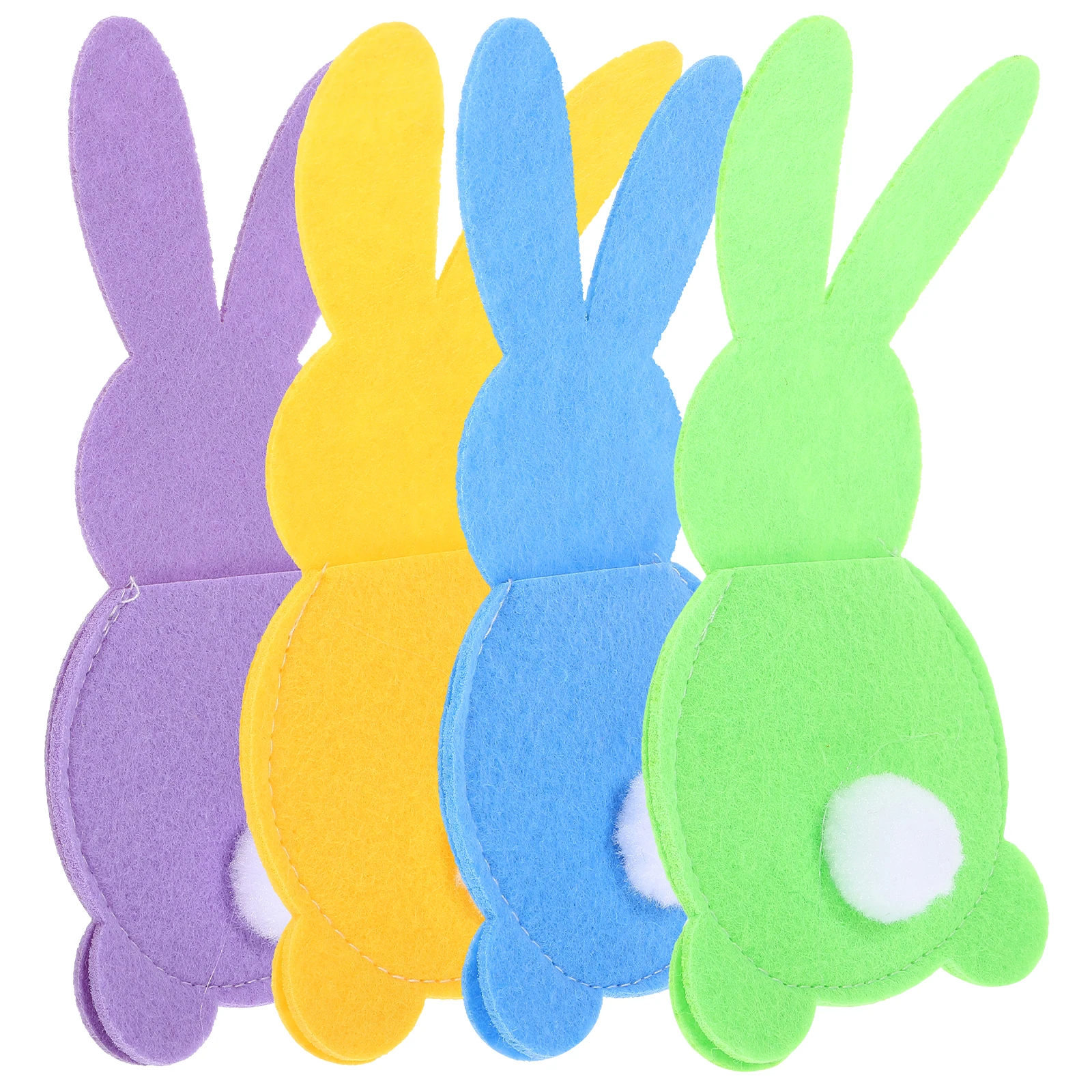 

4Pcs Easter Themed Cutlery Bags Rabbit Shaped Fork Cutter Pouches Adorable Tableware Storage for Festive Meals