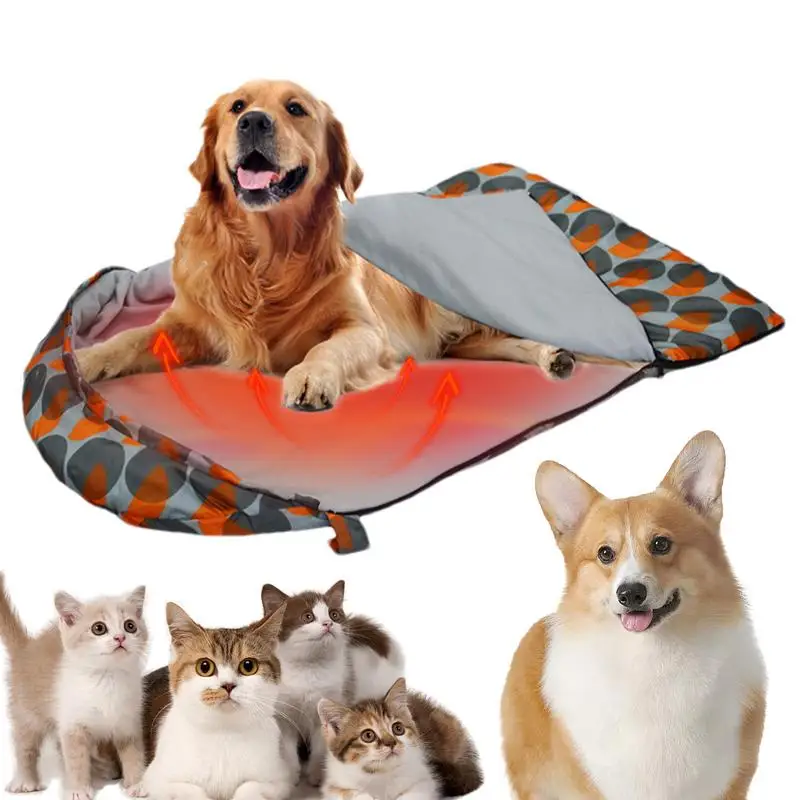 pet Sleeping Bag USB Heating Pet Bed Portable Dog Cat Warming Sleeping Bag Electric Warming Bed Heating Pad Winter Warm House