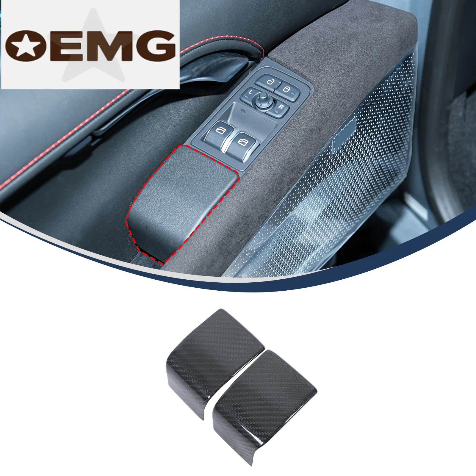 For Lotus EMIRA 2021-2023 glass lifting rear cover sticker, lifting window button position sticker, real carbon fiber 2pcs