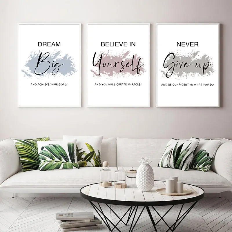 Modern Color Block Inspirational Quotes Canvas Art Poster Prints Simple Motivational Wall Decor Pictures for Home and Office