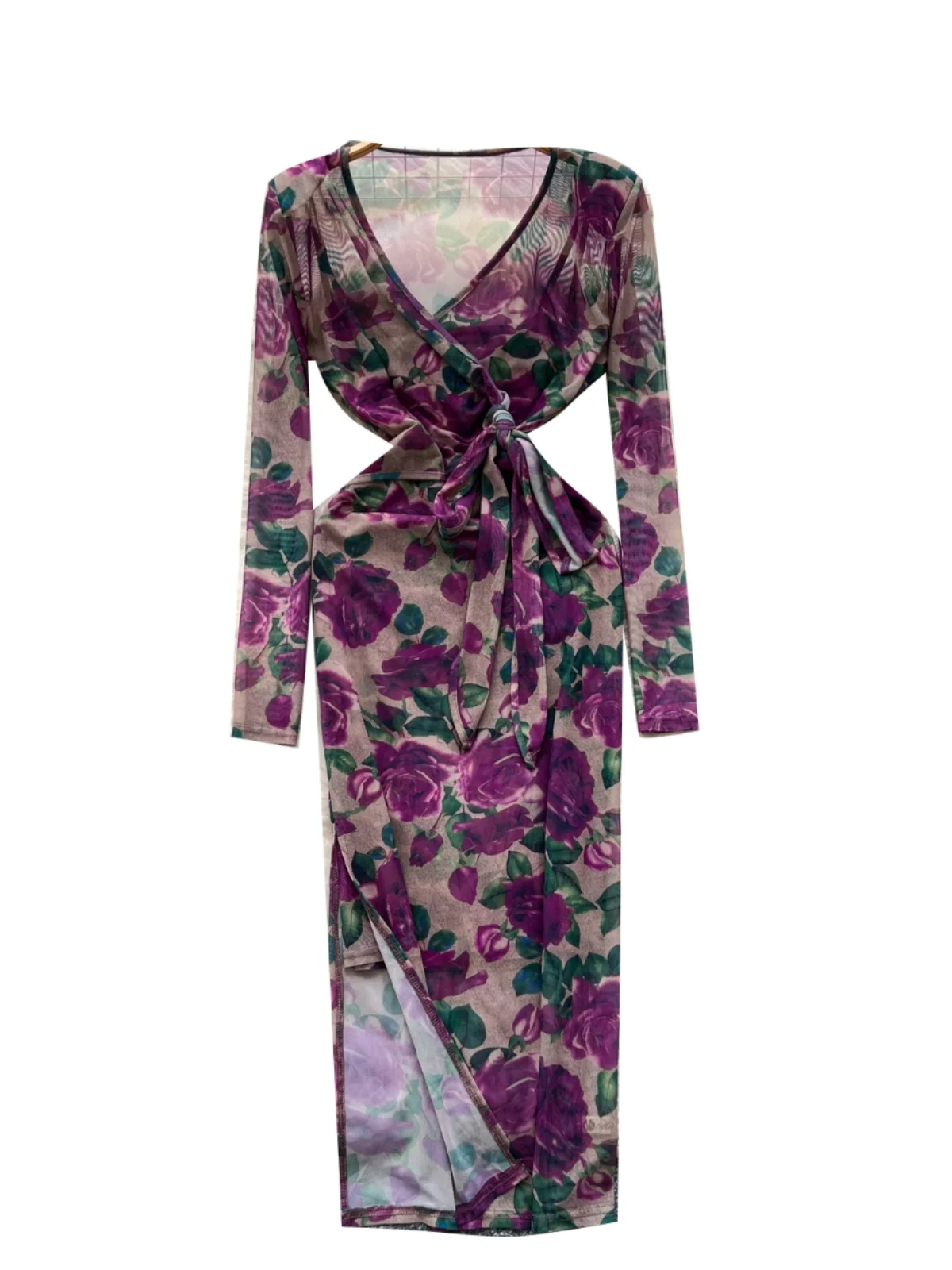 Ele Women's Crossed Belted High Waist A-Line Dr with Base Tank Top Two-Piece Set for Autumn Winter Korean Sle