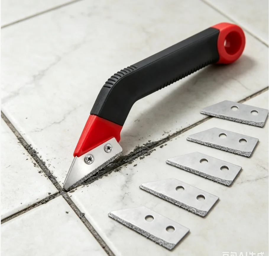 

Angled-Design Tile Grout Remover Plastic Handle Broken Particle Chip Joint Rake Scraper Dry Cement Ceramic Tile Cleaning Tool