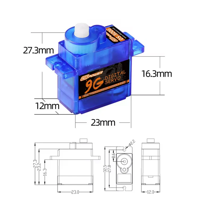 DSpower 9G Waterproof Digital Plastic Gear Servo 1.5kg Torque JR Plug for RC Car FPV Racing Crawler Robot Aircraft Wltoys Axial