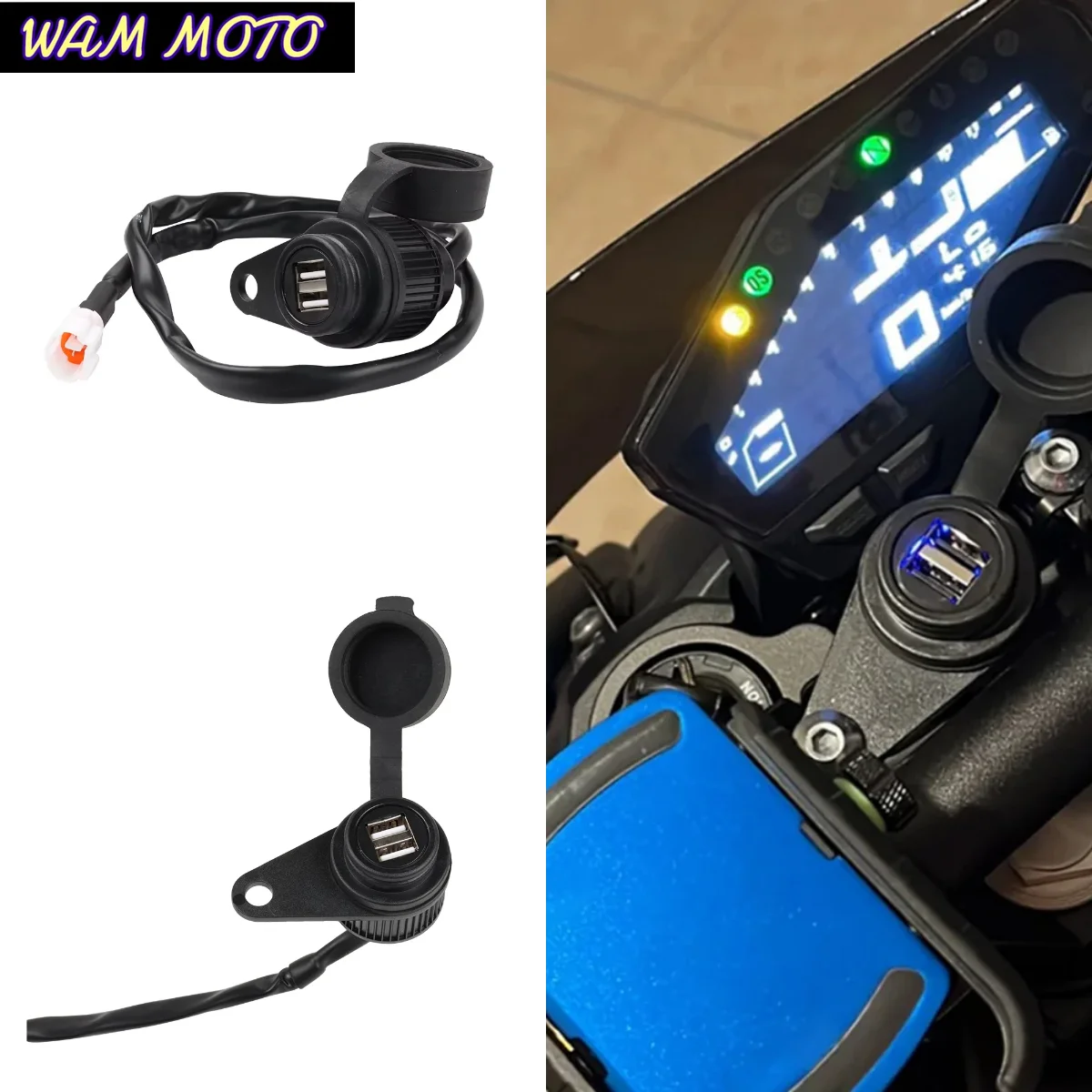 Motorcycle Double USB Charger Adapter Socket Converter For Yamaha MT09 FZ09 XSR900 Tracer 900 9 GT