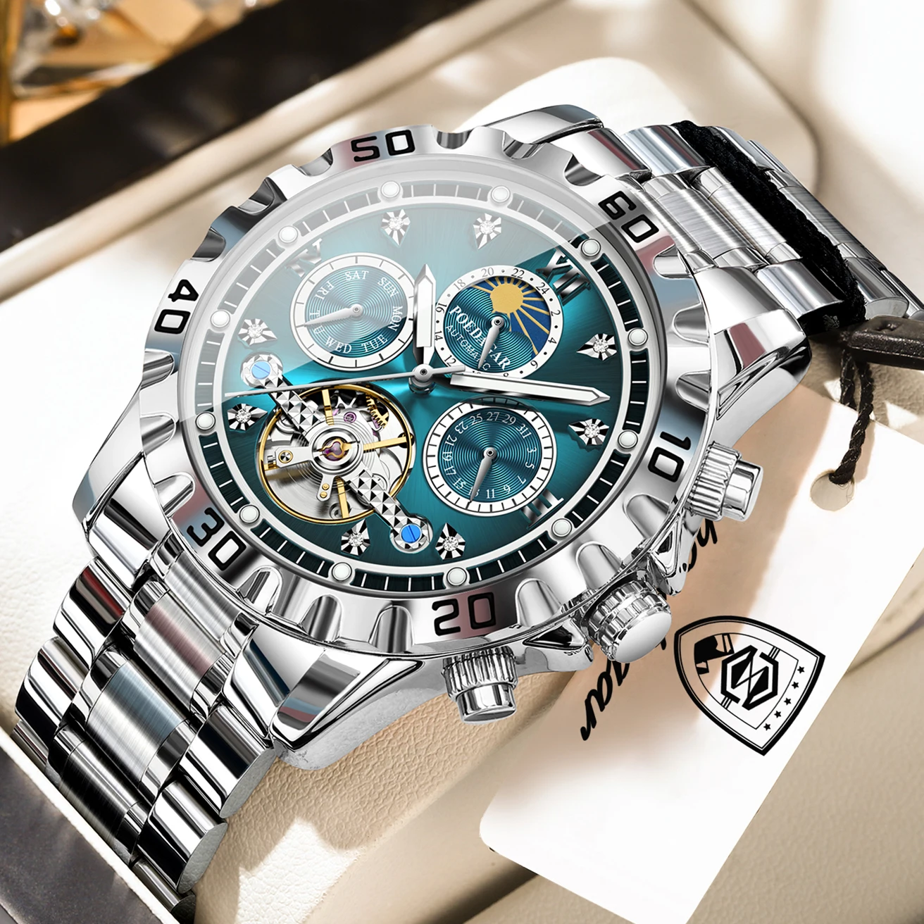 POEDAGAR Lovers Wristwatch Mechanical Waterproof Boyfriend Watch Hollow Tourbillon Automatic Stainless Steel Men's Watches Reloj
