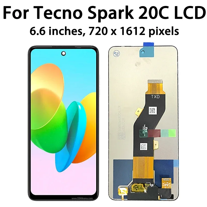 6.6"Original For Tecno Spark 20C BG7n LCD Display Touch Screen Digitizer Assembly For Tecno Spark 20 C BG7 Display Frame