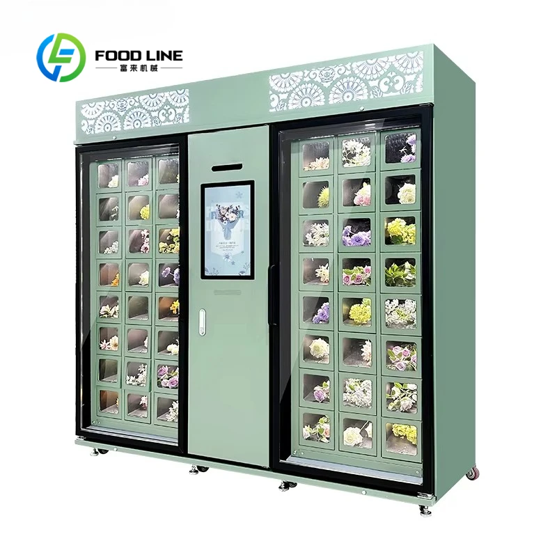 Customized Double Layer Glass Stainless Steel Automatic Flower Vending Machine Touchscreen Service Fresh Flower Vending Machine