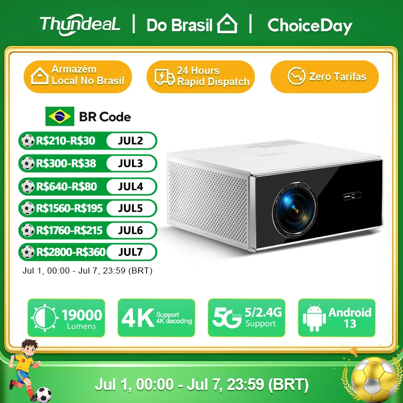 Projetores no Brasil Projetor Thundeal 2K 4K Full Hd 1080P Tda7W com 32 Gb Conex - imagem 1