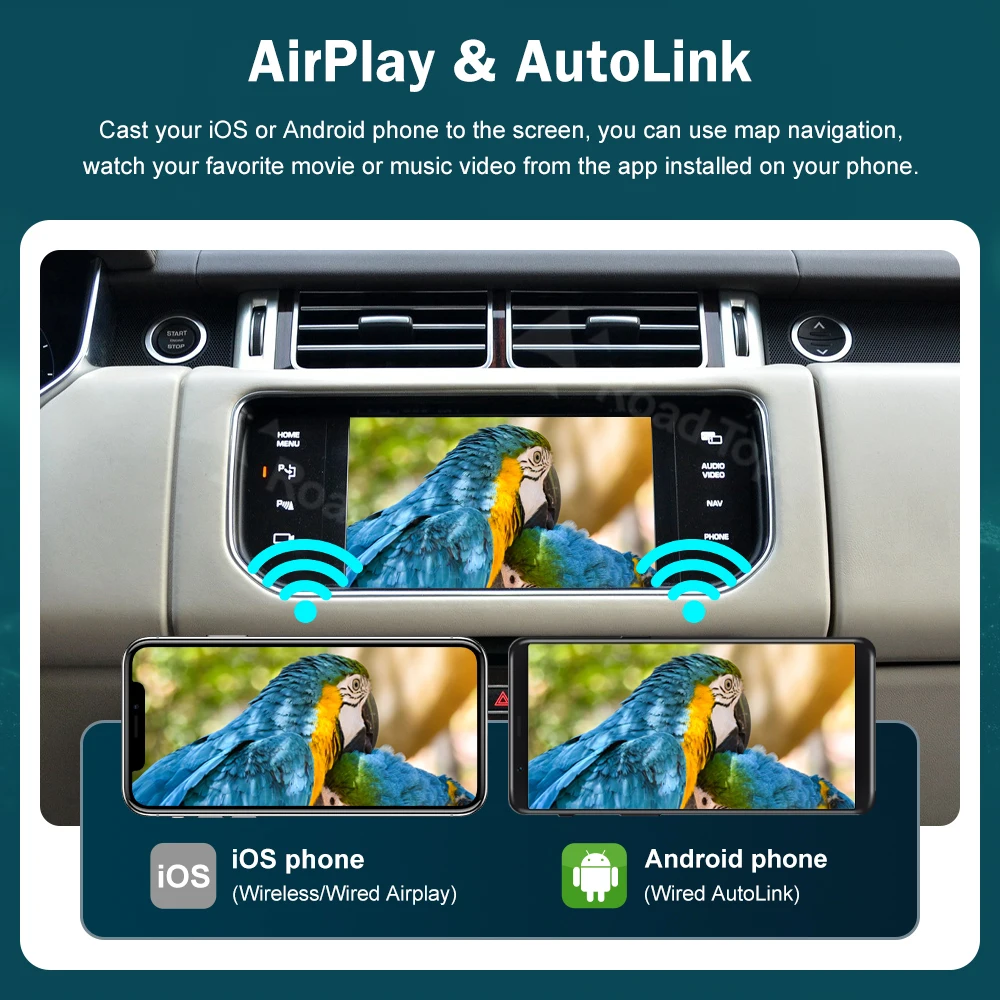 RoadTop Carplay اللاسلكي لاند روفر جاكوار رينج روفر إيفوك ديسكفري 2012-2016 أندرويد واجهة السيارات مرآة لينك AirPlay
